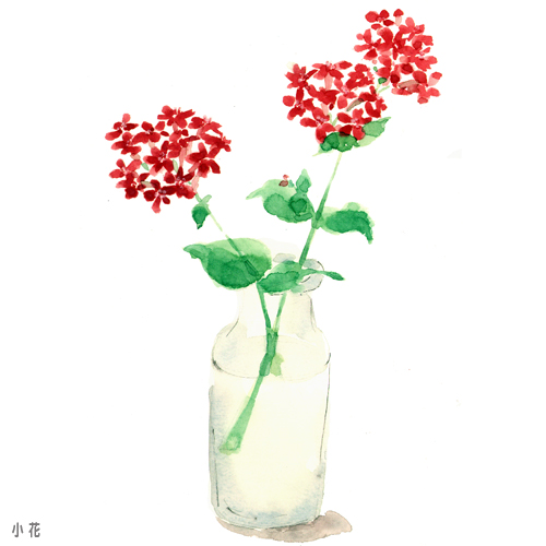 illust10,水彩,イラスト,小花,花,小瓶